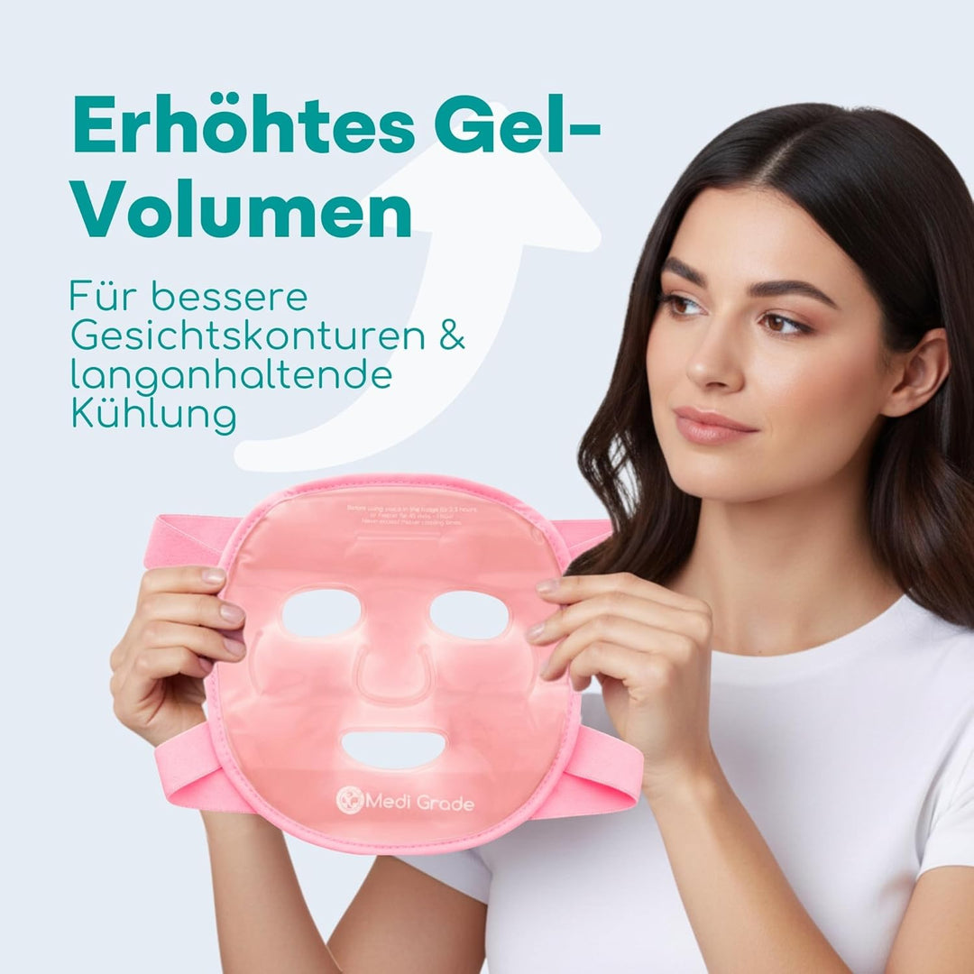 Medi Grade Kühlmaske Gesicht und Kühlende Augenpads, Rosa – Augenmaske Kühlend mit Geltechnologie, G