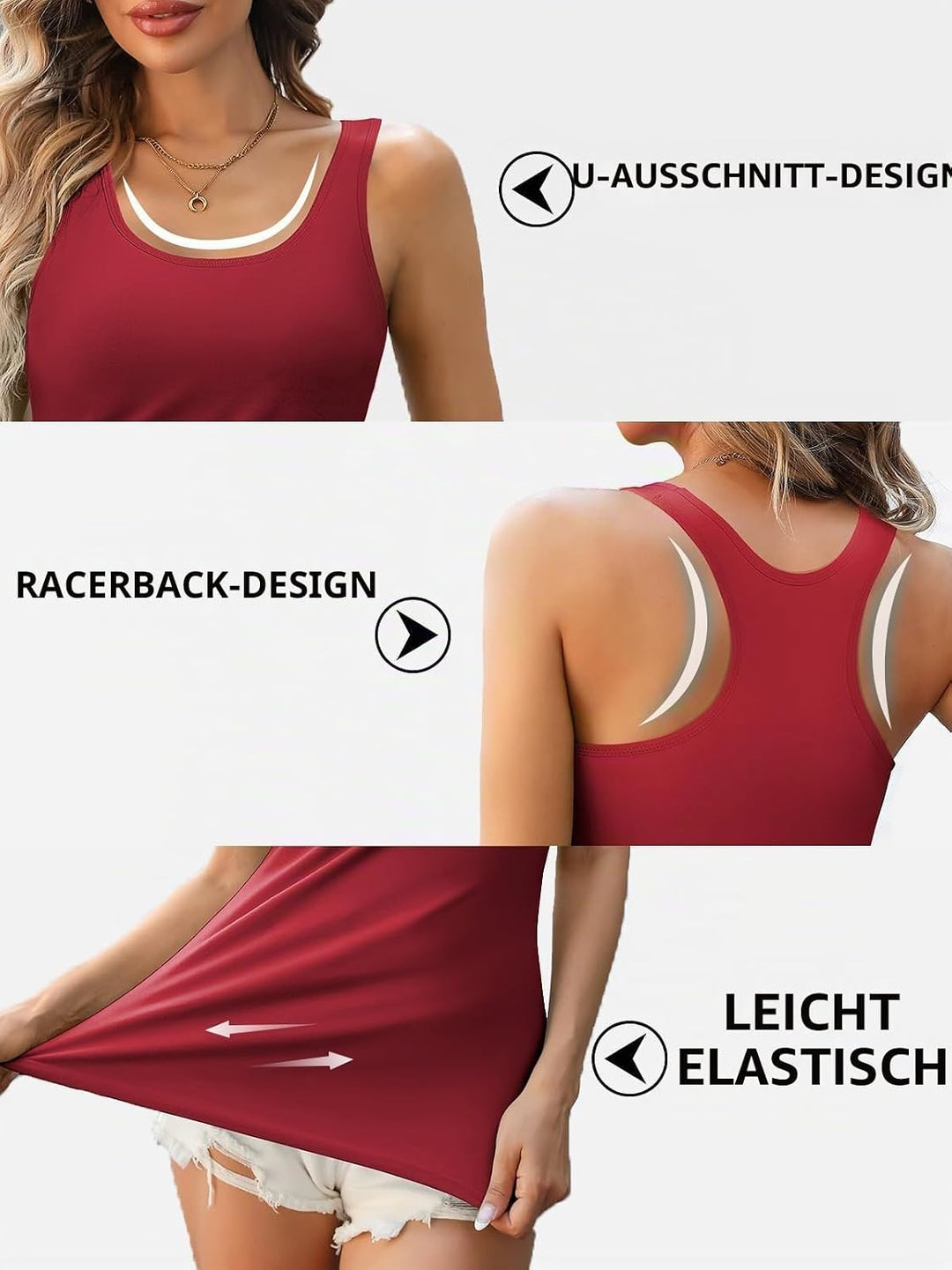 Charmo Unterhemd Damen BH-Hemd Basic Racerback Tank Tops mit Regal-BH Baumwoll Stretch eng Top Slim