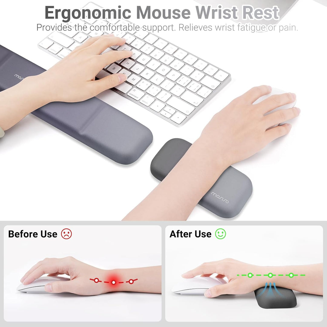 MOSISO Handballenauflage, Ergonomische Wrist Rest zur Entlastung Des Handgelenks mit PU Leder Memory