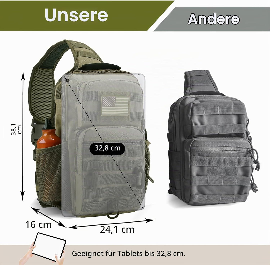 Hannibal Tactical Sling Rucksack Large Rover 13L Sling Pack, Olive, Taktischer Sling-Rucksack Olivgr