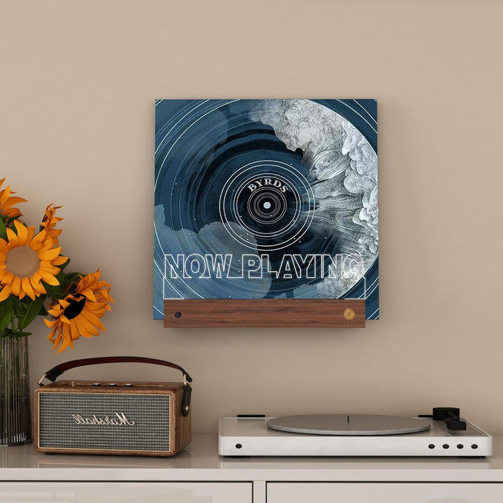 YuanDian Schallplatten Wandhalterung, Light up Now Playing Vinyl Record Stand mit 16 wechselnden Far