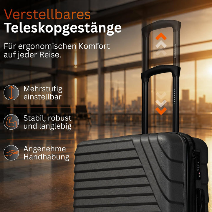 COCOONO Hartschalenkoffer Mittelgross – 60L - 67L Volumen – 8 Rollen 360° drehbar – Leichter ABS Kof
