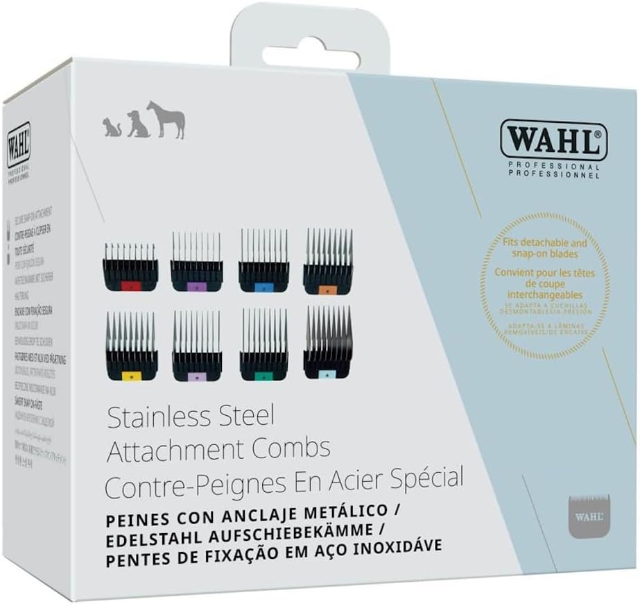 Rotschopf24 8er Set Metall-Aufsteckkämme/Aufsätze für Wahl KM10 Hunde Schermaschine. SnapOn System +