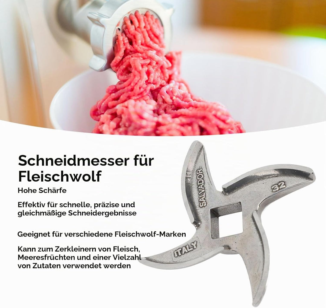 Edelstahl-Fleischwolf-Schneidemesser, Grösse 32, Lange Lebensdauer, Schnelles Präzisionsschneiden, V