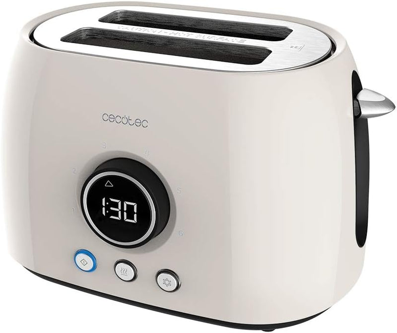 Cecotec Tostadora digital ClassicToast 8000 Biege Double. 800 W, 2 extra breiten kurzen Schlitzen, 3