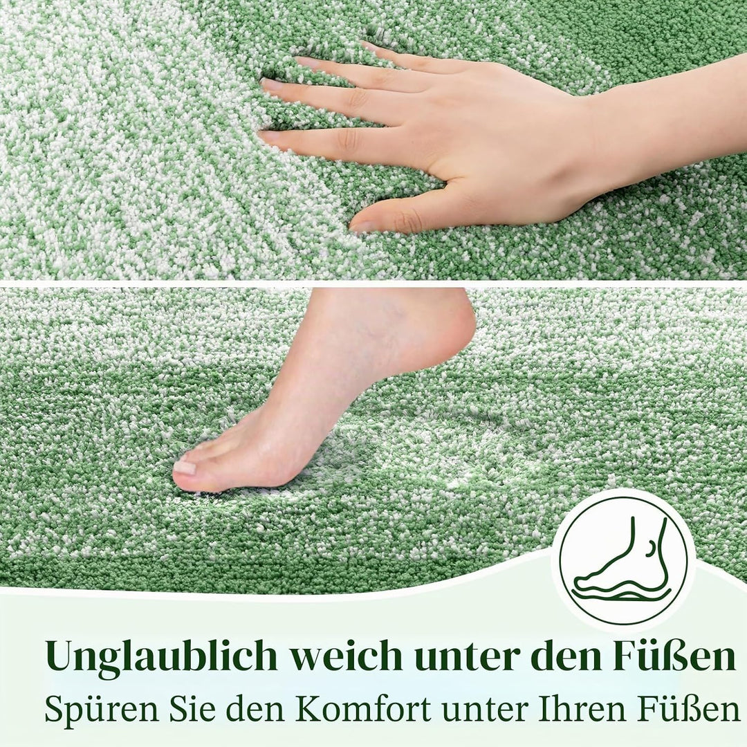 Enyhom Badematte rutschfest 60 x 90 cm, Weicher Dicker Grün Badezimmerteppich Waschbar Badteppich, S