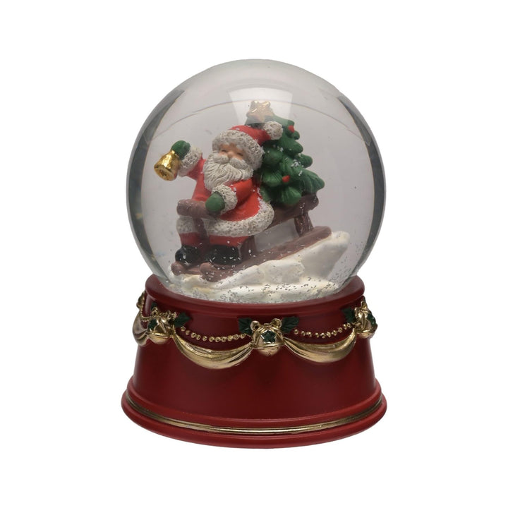 Schneekugel mit Weihnachtsmotiv, 60 mm, Dekoration – Weihnachtsmann auf Schlitten