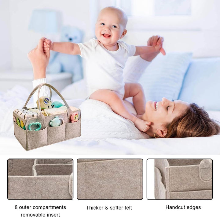 Wickeltasche Organizer,Baby Windel Caddy Organizer,Tragbarer Filztasche mit Fächern Wickelorganizer,