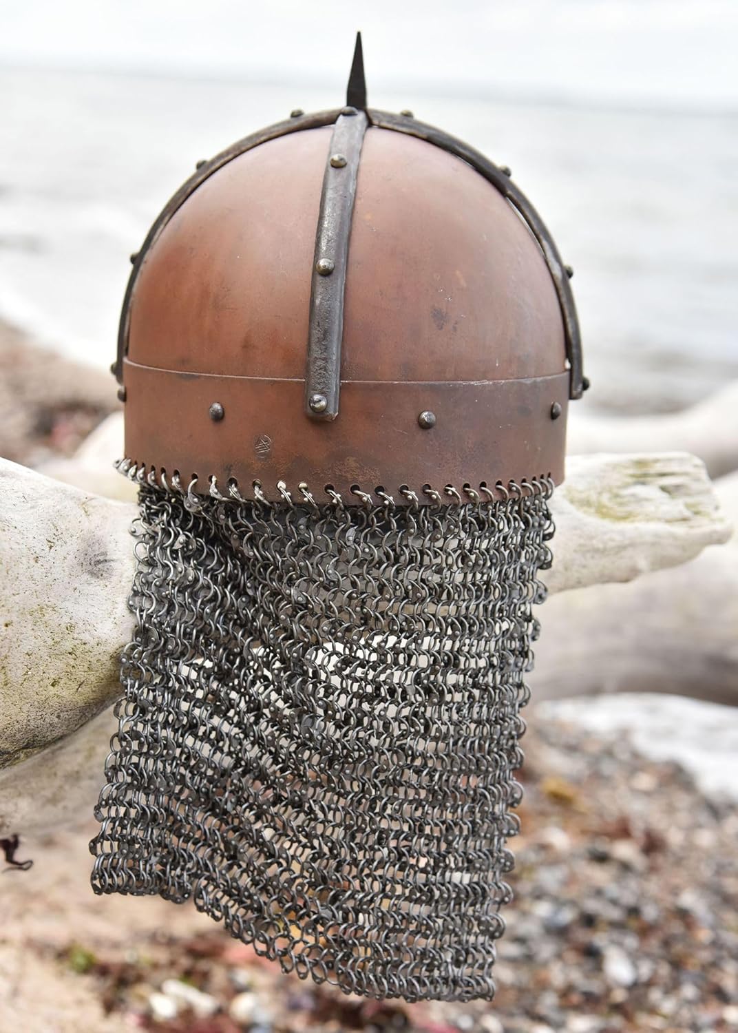 Ulfberth - Der Gjermundbu Helm mit vernieteter Brünne, 2 mm Stahl – Schaukampf-tauglicher Wikingerhe