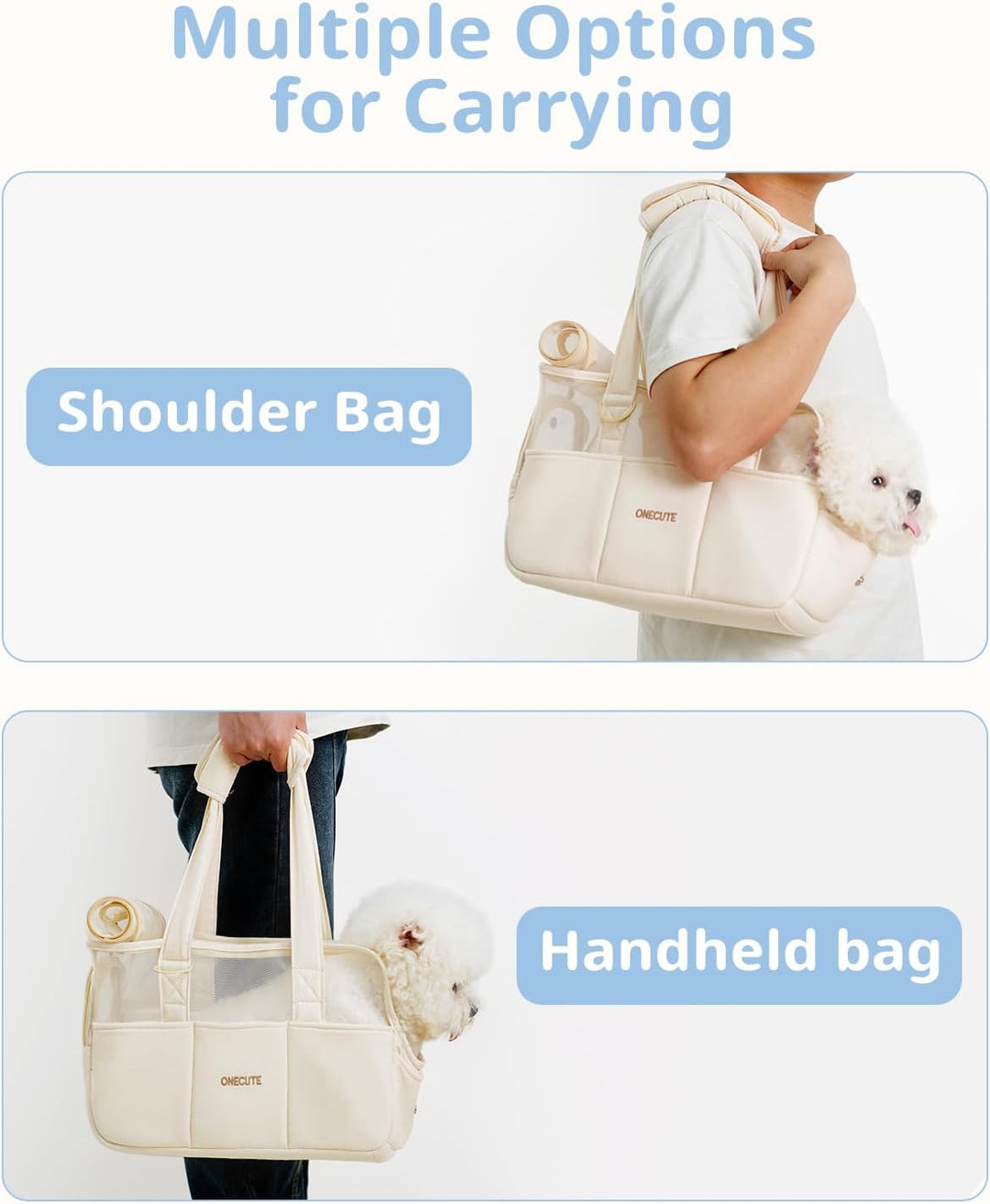 Hundetasche für Kleine Hunde, Katzen & Kaninchen – Klappbare Tragetasche mit Sicherheitsverschluss,