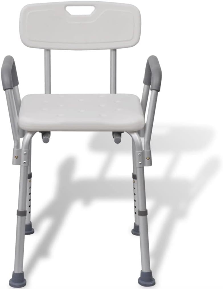 vidaXL Duschstuhl mit Arm-& Rückenlehne Aluminium Duschsitz Badestuhl Badhocker