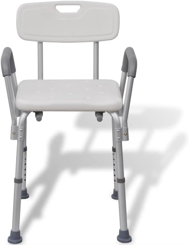 vidaXL Duschstuhl mit Arm-& Rückenlehne Aluminium Duschsitz Badestuhl Badhocker