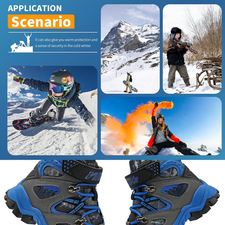 ASHION Winterschuhe Kinder Mid Schneestiefel Gefütterte Winterstiefel Wanderschuhe Trekking Baumwoll