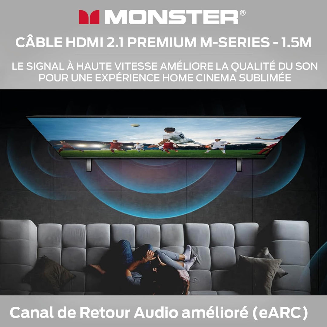 Monster M3000 HDMI Kabel 1,5m, HDMI 2.1 Kabel, HDMI-Kabel 8K, Ultra High Speed HDMI Kabel 48Gbps, 8K