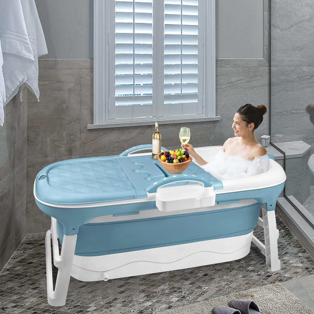 Faltbare Badewanne für Erwachsene, 118x62x52 cm Mobile Klappbadewanne, Ideal für Kleine Badezimmer,
