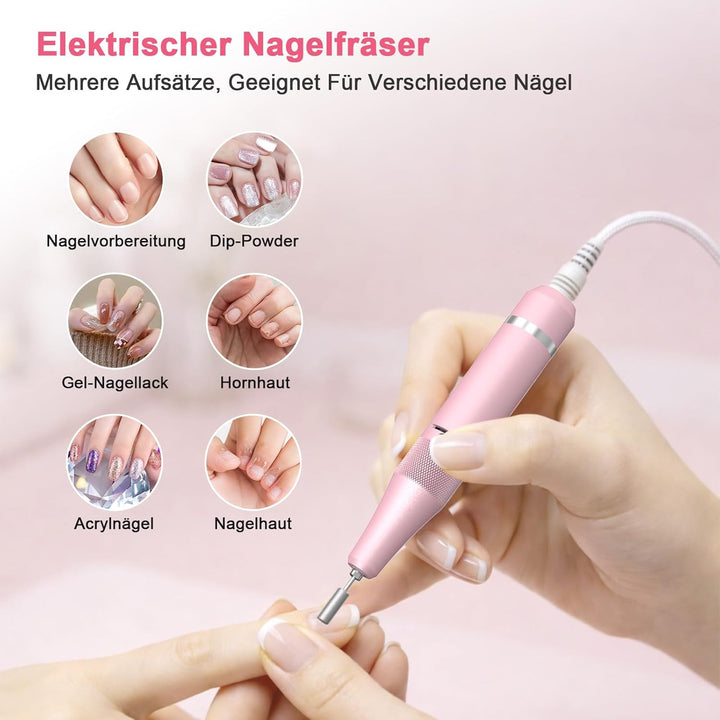 SURFOU Nagelfräser 40000 U/min, Elektrische Nagelfeile Kabellos Wiederaufladbar mit 4000mAh Akku, LC