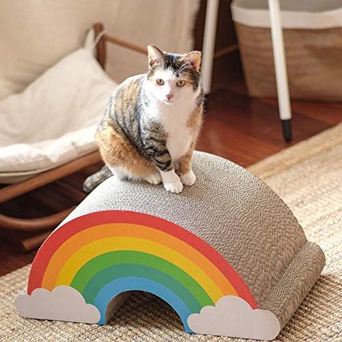 SUCK UK Katzenkratzer, Regenbogen-Katzenkratzer für Wohnungs-Katzen, Kratzbaum & Kratzbrett für Katz
