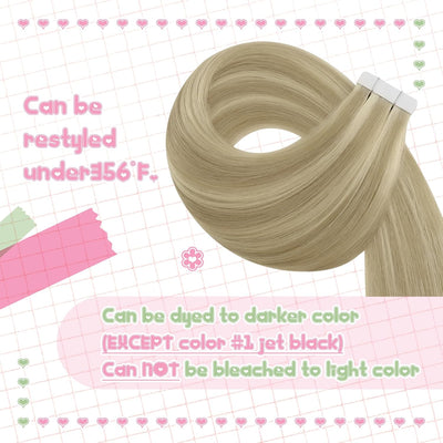 YoungSee Tape in Extensions Echthaar Blond 60 cm Echthaar Extensions Tape Goldblond mit Blond Invisi