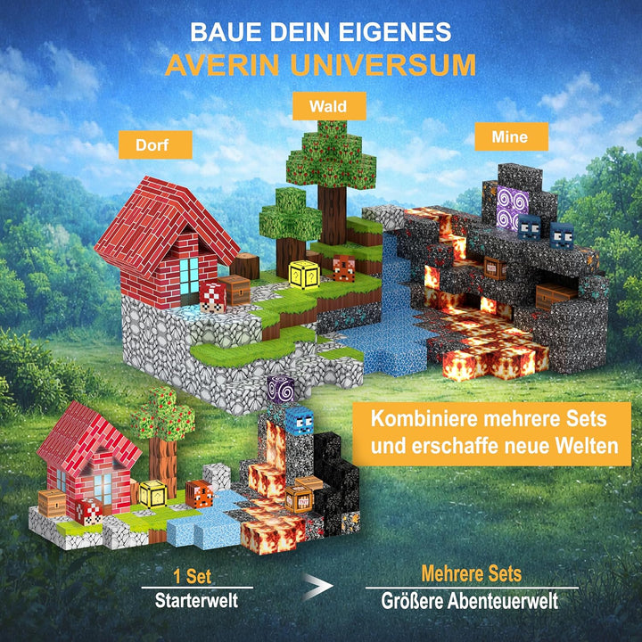 Averin Magnetische Bausteine für Kinder – Magnetbausteine Bauset mit 160 Teilen, kreatives Magnet Sp
