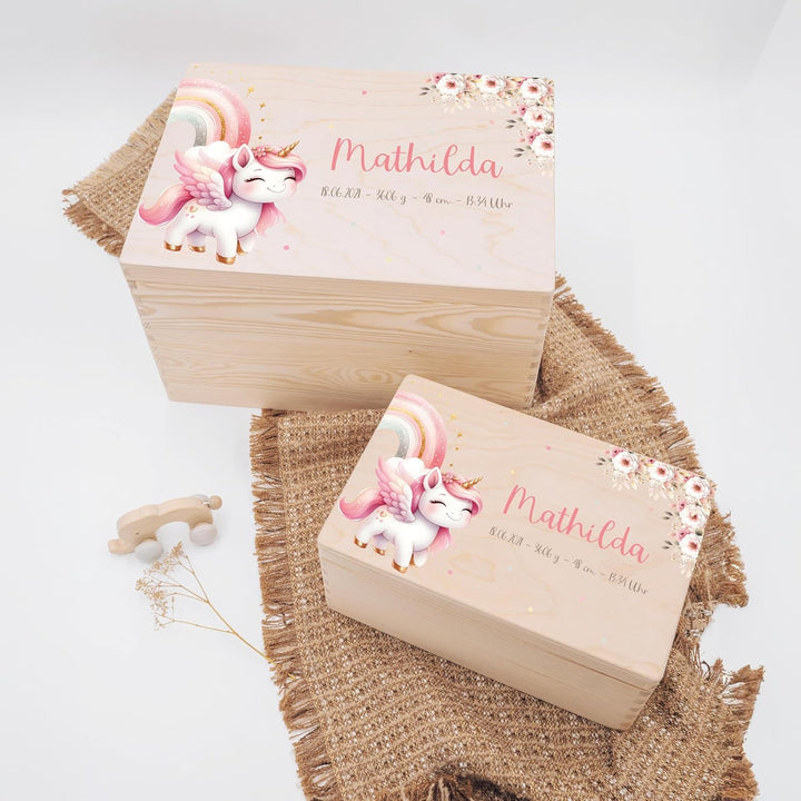 KIDSMOOD - Erinnerungsbox Baby, personalisierte Holzkiste mit Deckel, Ideal zur Aufbewahrung von Eri