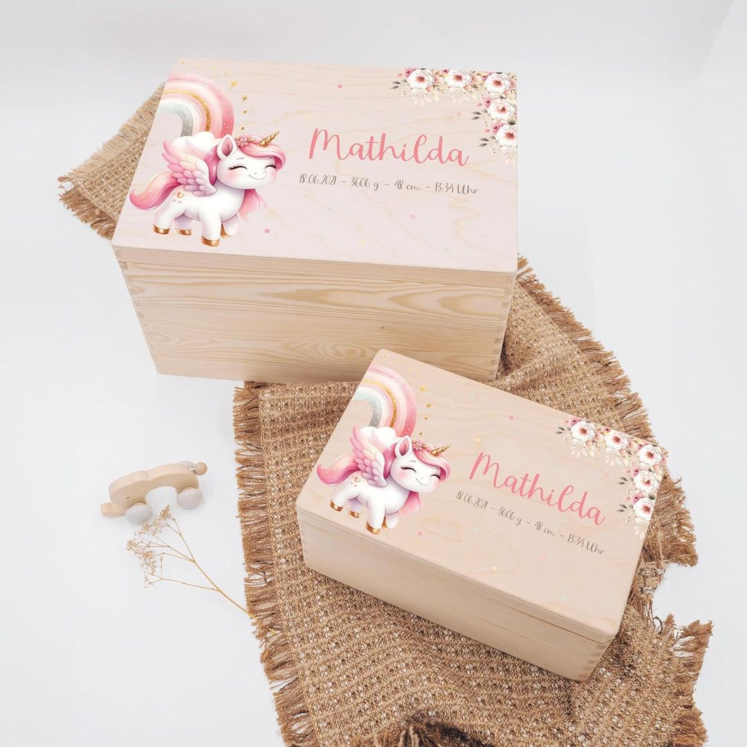 KIDSMOOD - Erinnerungsbox Baby, personalisierte Holzkiste mit Deckel, Ideal zur Aufbewahrung von Eri