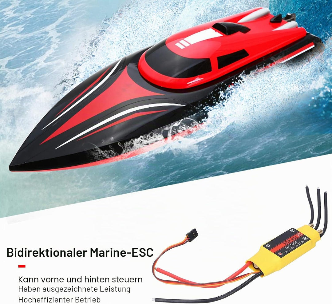RiToEasysports RC-Boot-Regler, 50A 2-Wege-Brushless-Geschwindigkeitsregler für RC-Boot-Modelle mit 5