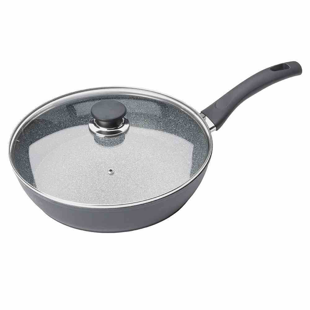 BALLARINI Bari Granitium Pfanne mit Deckel, Antihaftbeschichtung, Induktionsgeeignet, Mit Temperatur
