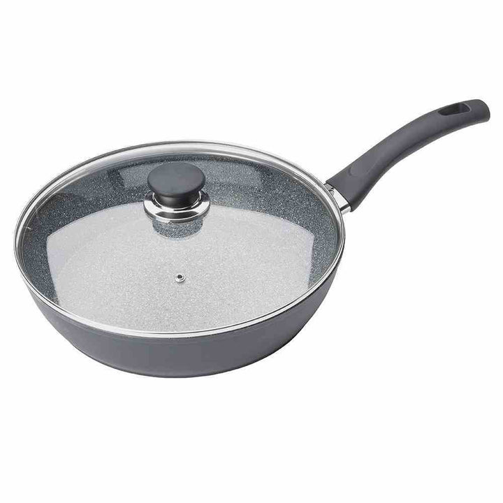 BALLARINI Bari Granitium Pfanne mit Deckel, Antihaftbeschichtung, Induktionsgeeignet, Mit Temperatur