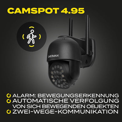 Overmax CAMSPOT 4.95 QHD 4MPx Aussen-PTZ-Kamera, Farb-Nachtmodus 60m Drehbare Kamera 355o/90o, Blick