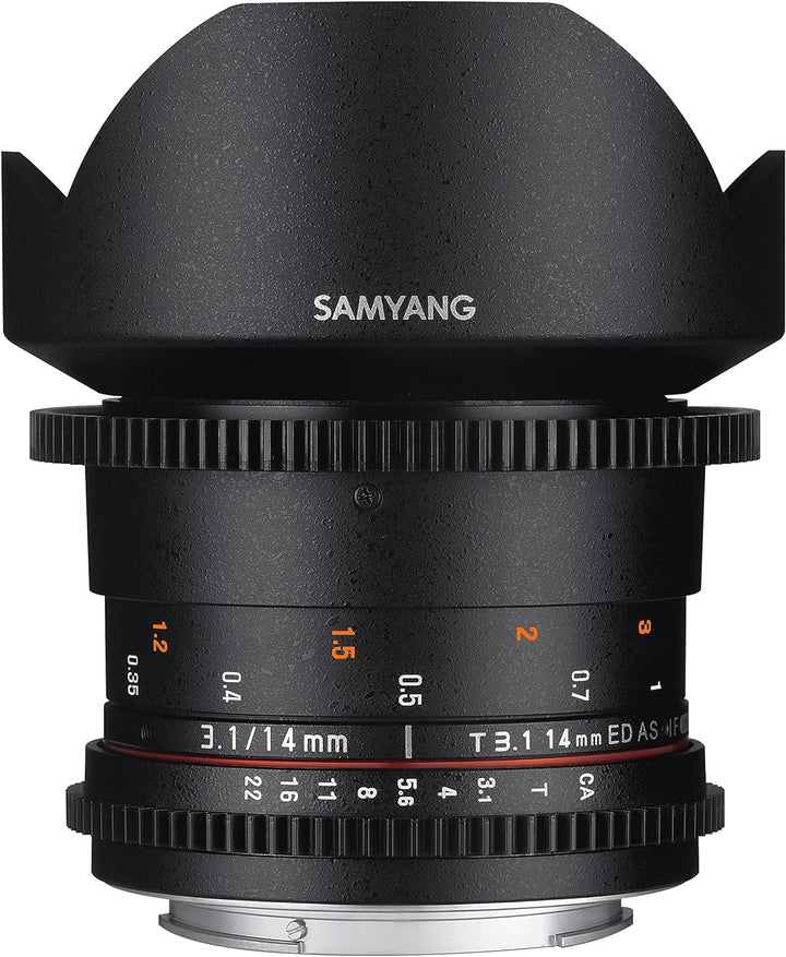 Samyang 14/3,1 Objektiv Video DSLR II Sony E manueller Fokus Videoobjektiv 0,8 Zahnkranz Gear, Weitw