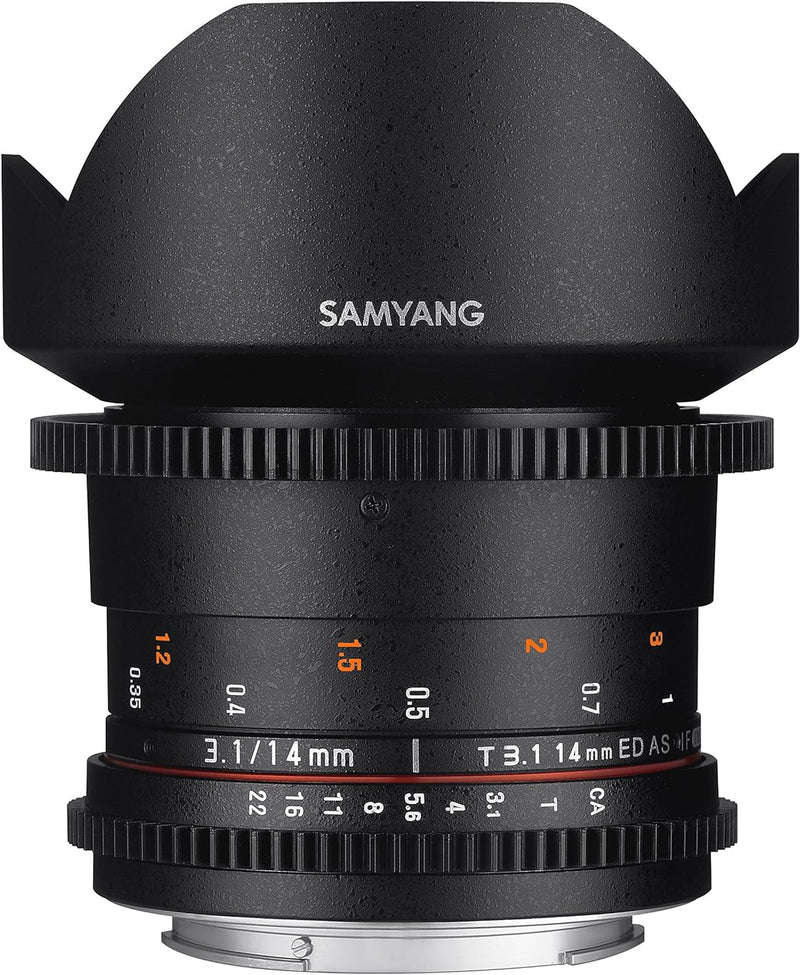 Samyang 14/3,1 Objektiv Video DSLR II Sony E manueller Fokus Videoobjektiv 0,8 Zahnkranz Gear, Weitw