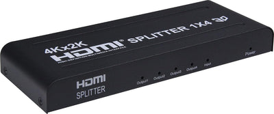 PremiumCord 4K HDMI Splitter 1-4 Port mit Netzteil, Metallgehäuse, Video Auflösung 4Kx2K 2160p UHD,