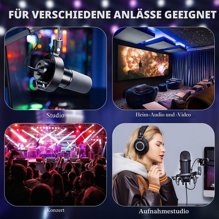 6 Stück XLR Mikrofonkabel, 1M 3 Pin Symmetrisches XLR Kabel DMX Mikrofon Anschlusskabel Stecker auf