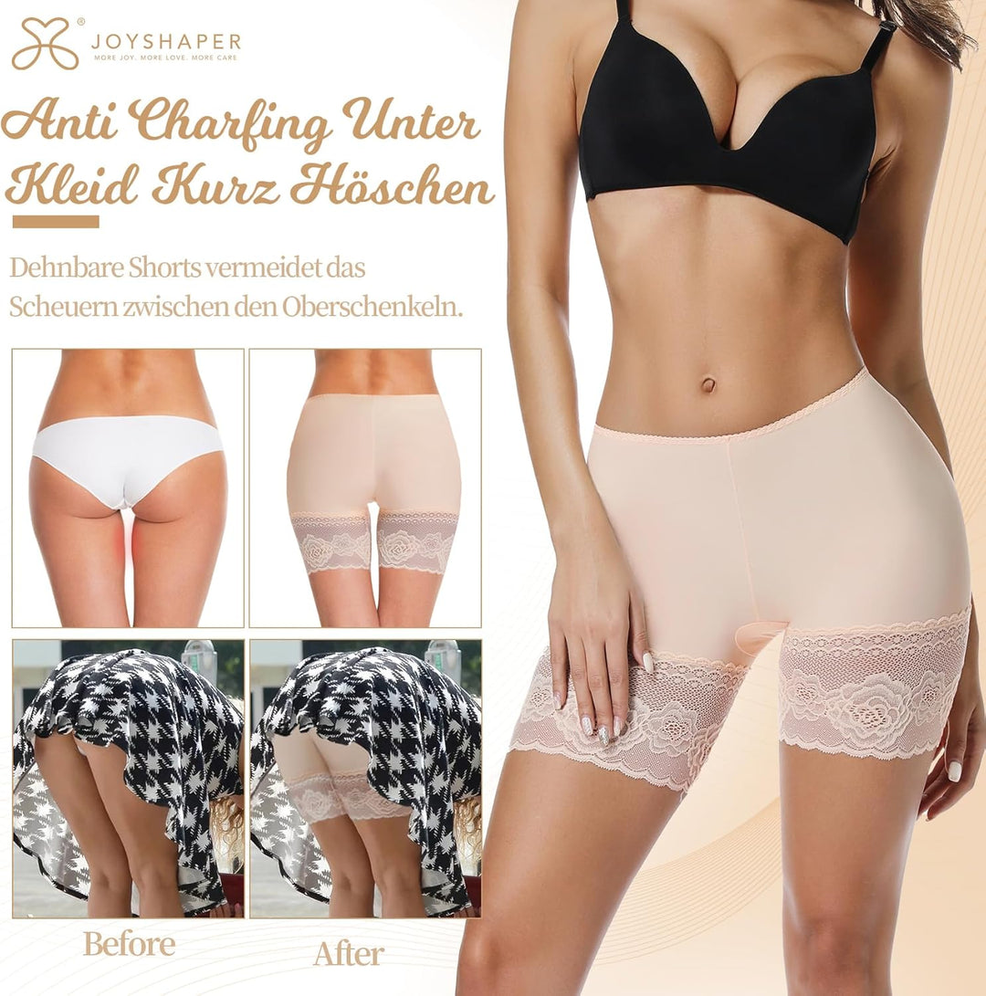 Joyshaper Damen Unterhose Unter Rock Kurz Hose Anti-Chafing Spitzen Shorts Atmungsaktiv Panty Hipste