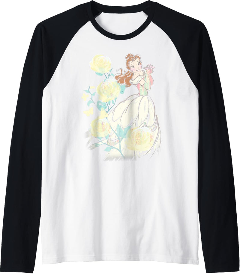 Disney Beauty & The Beast Belle Watercolor Rose Raglan