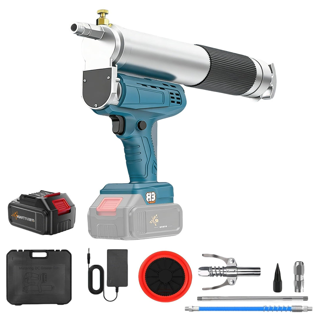 Akku Fettpresse, 12000 PSI Elektrische Fettpresse Kit mit Akkus, 30cm Schlauch, LED-Licht, 4,9 oz/mi