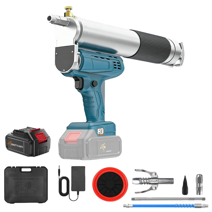 Akku Fettpresse, 12000 PSI Elektrische Fettpresse Kit mit Akkus, 30cm Schlauch, LED-Licht, 4,9 oz/mi