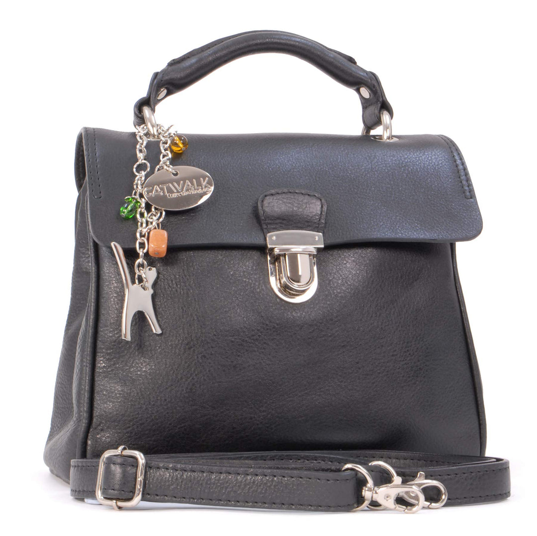 Catwalk Collection Handbags - Vintage Leder - Handtasche/Schultasche/Henkeltasche - Handtasche mit S