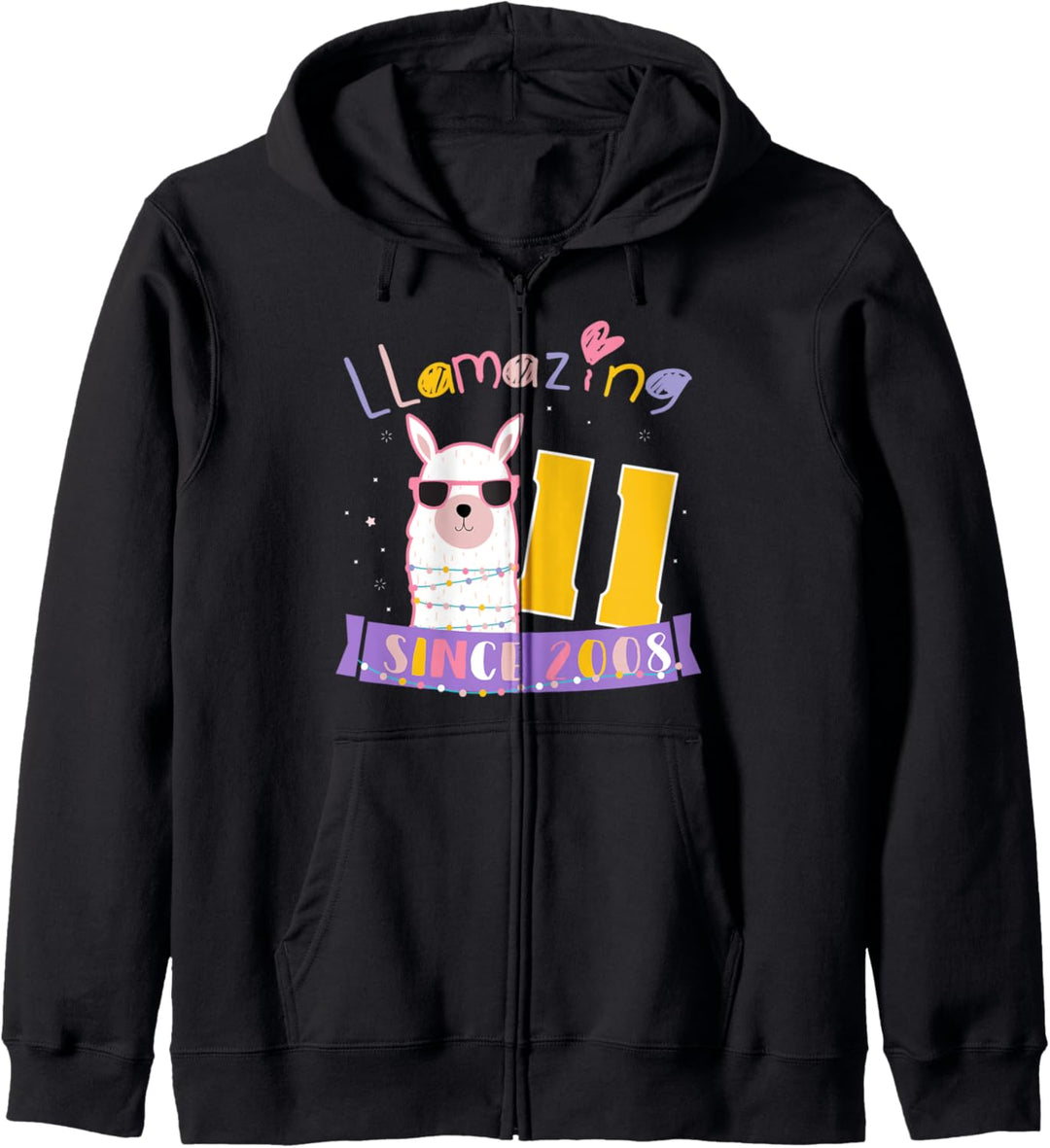 Mädchen 11. Geburtstag Llama "LLamazing Since 2008" Kapuzenjacke