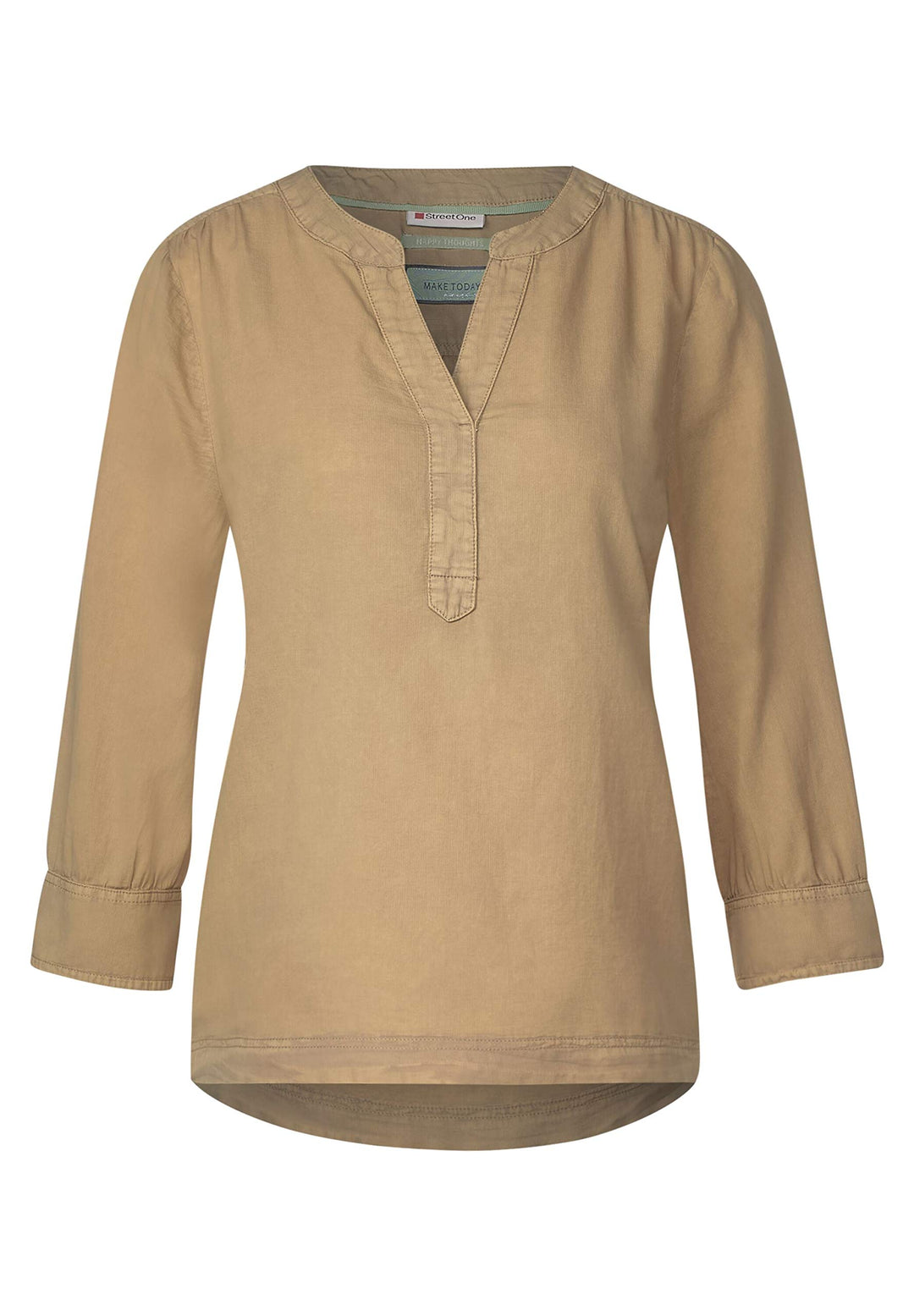Street One Damen Bluse in Cord-Optik Pure Sand 34 Ärmel mit Schlitz und Knopf, Leichte Baumwolle