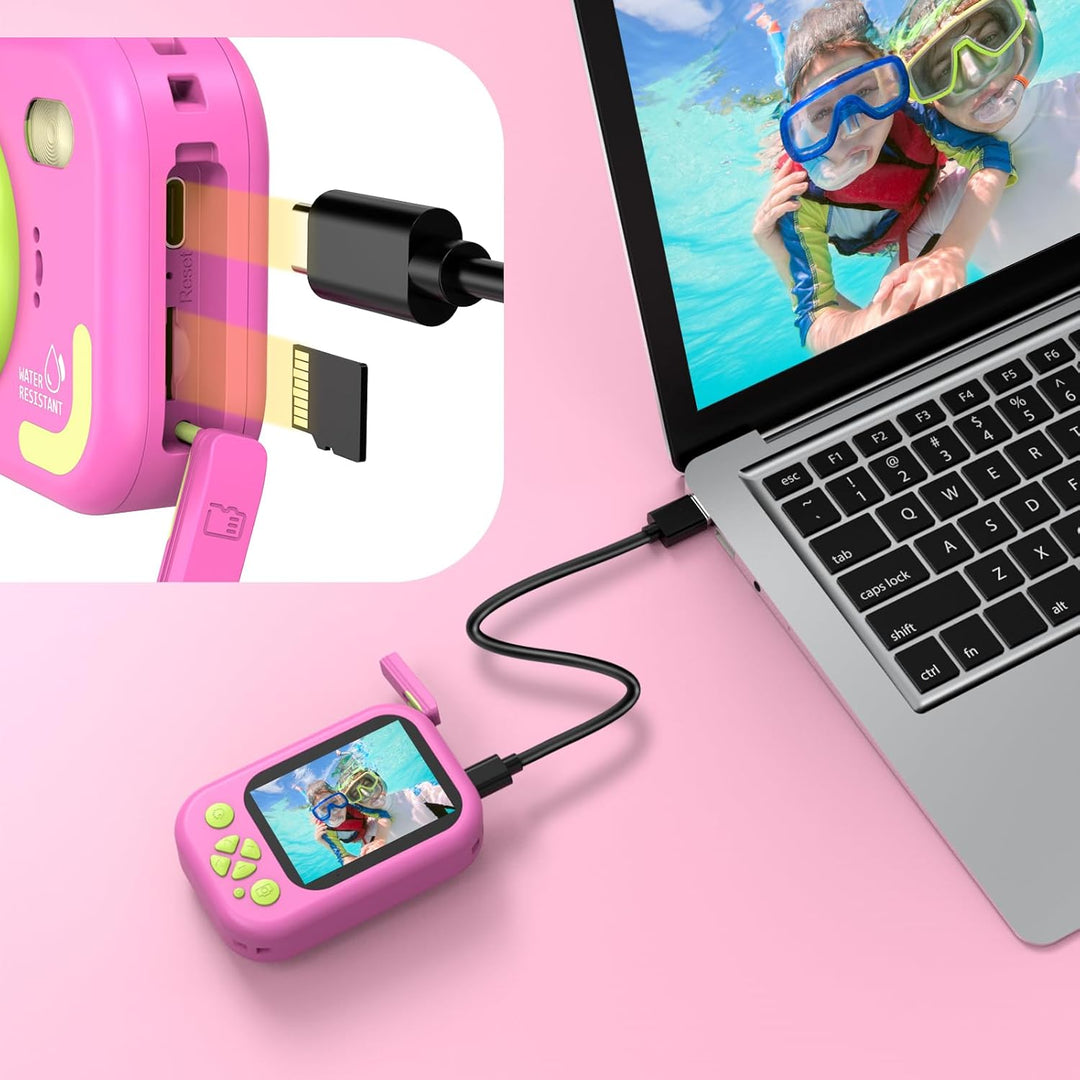 CHAKEYAKE Unterwasserkamera, IP67 1080P 10m Kinderkamera wasserdichte mit 32GB Karte, 2,4" Bildschir