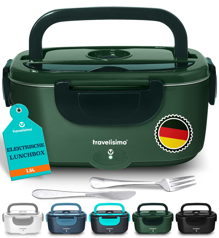 TRAVELISIMO Elektrische Lunchbox 80W Essensbox Warmes Mittagessen, 1,5L Wärmebox für Speisen 3-in-1