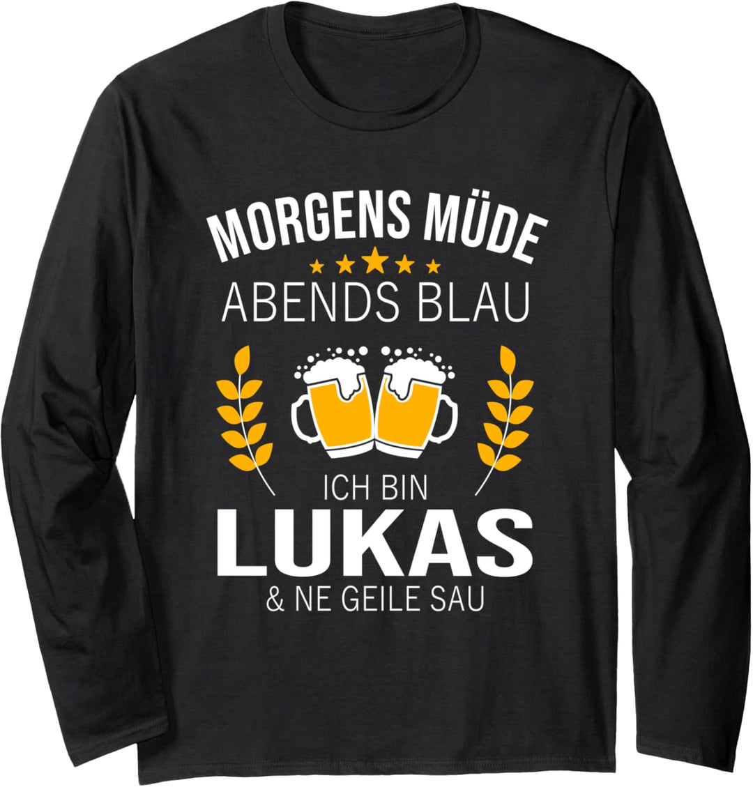 Lukas Vorname Geschenk Geburtstag Lustiges Bier Sprüche Langarmshirt