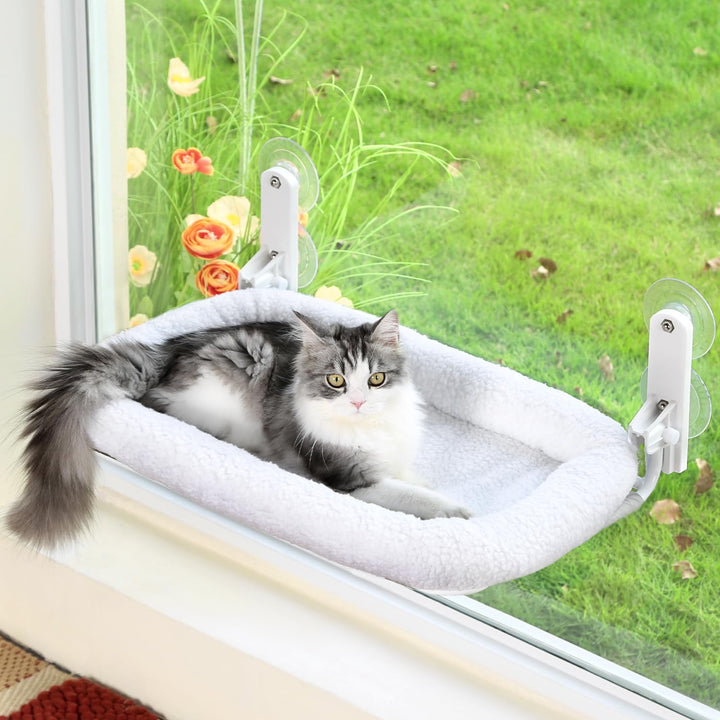 Zakkart Faltbare Katzenhängematte für Fenster - Kabellos, Eingebettetes Maschinenwaschbares Bett, Ro