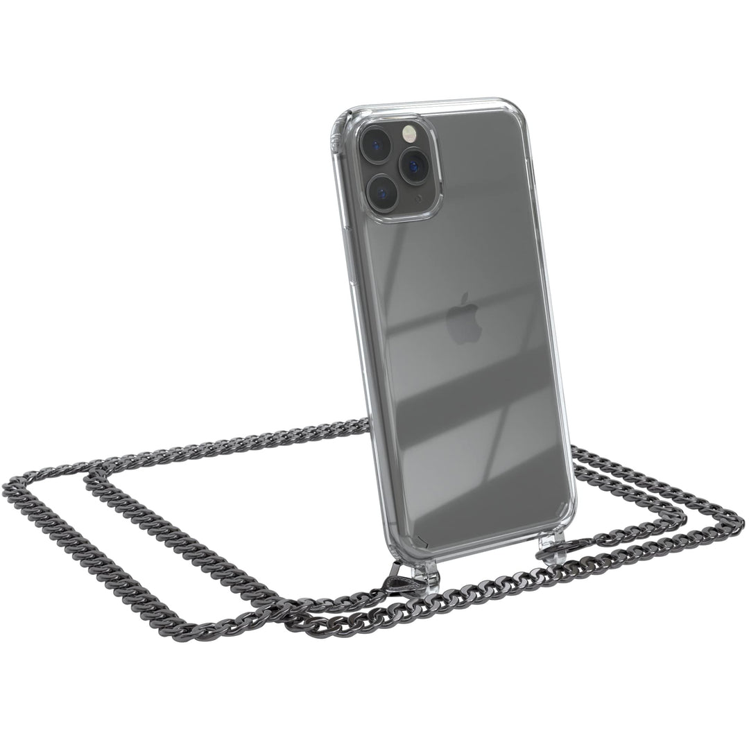 EAZY CASE Handykette kompatibel mit iPhone 11 Pro Handyhülle mit Metall Umhängeband und Ersatz Korde