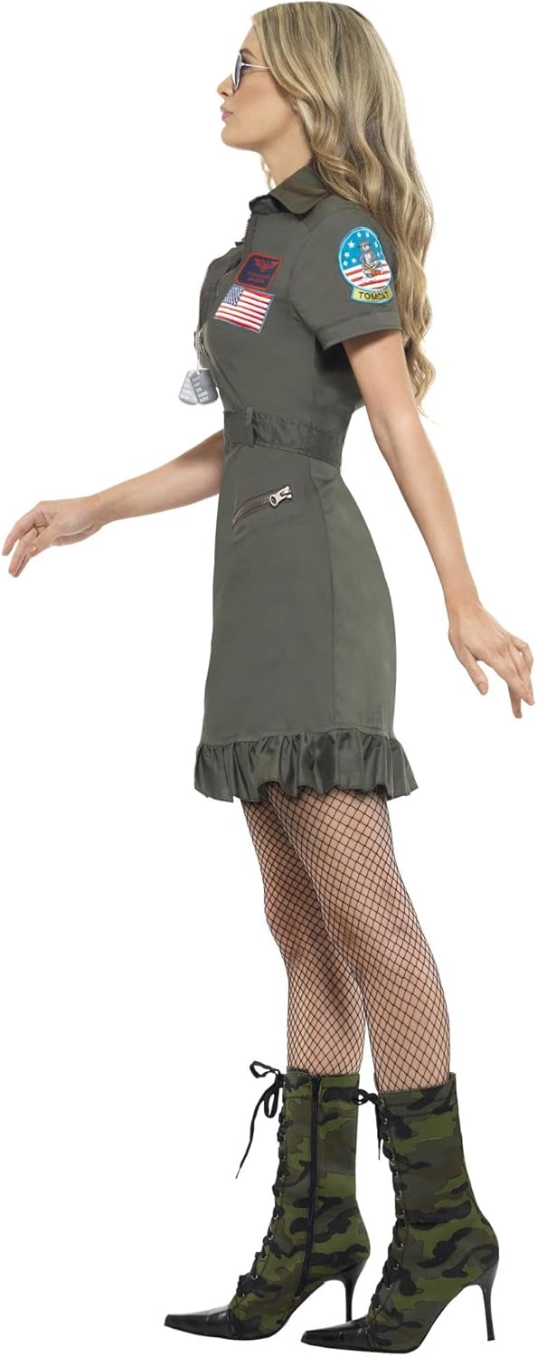 Smiffys, Sexy Damen Top Gun Deluxe-Kostüm, Kleid und Sonnenbrille, Top Gun, Grösse: L, 26854, M