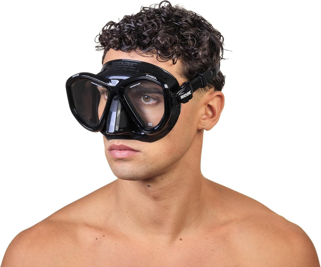 Seac Unisex-Adult Symbol Made in Italy Zweiglas-Tauchmaske mit Einer 3D-Schnalle direkt am Maskenkör