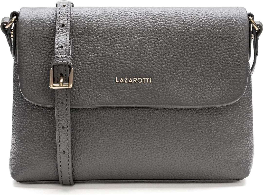 Lazarotti Bologna Leder Umhängetasche Damen | verstellbarer Schulterriemen | mittelgrosse Crossbody
