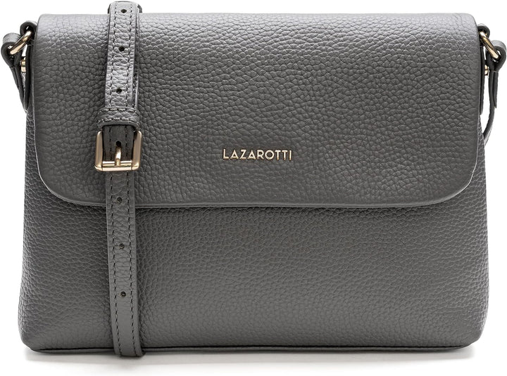 Lazarotti Bologna Leder Umhängetasche Damen | verstellbarer Schulterriemen | mittelgrosse Crossbody