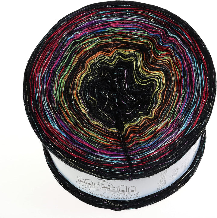 LiLu´s Märchengarne (80,00€/kg) Farbverlaufsgarn Farbexplosion 400g - 1520m 4 fädig mit Glitzer Bobb